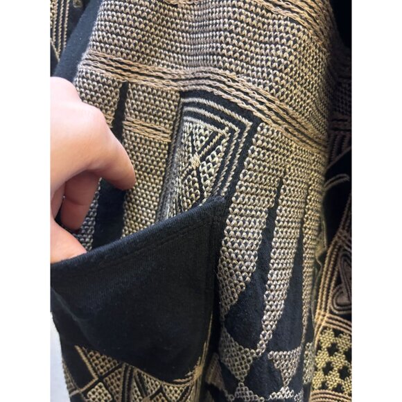 Biya Johnny Was Embroidered Black Open Cardigan With Geometric Patterns & Pocket - Picture 6 of 8